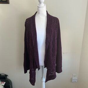 89th & Madison Deep Purple Open Front Cardigan